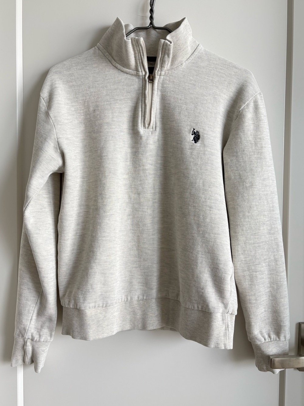 Vintage U.S. Polo Assn. Light Gray Quarter-Zip Pullover Sweater